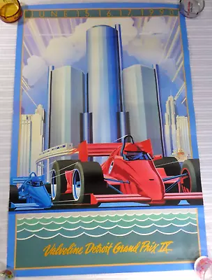 1990 Valvoline Detroit Grand Prix 9 Poster Andretti IndyCar Original VG • $67.95