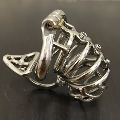 Stainless Steel Male Chastity Device Metal Cage For Men Screw Locking Belt CC165 • $37.19