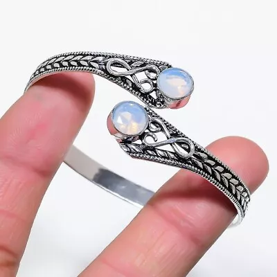 Fire Opal Gemstone Handmade 925 Sterling Silver Jewelry Bangle Size 7-8  • $10.99