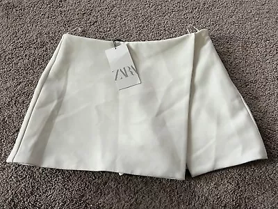 Zara Womens Mini Wrap Skort Skirt Shorts M White NWT • $34.99