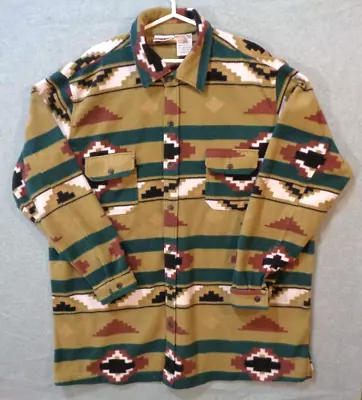King Size Brand-Button Down Flannel Fleece Shirt-Aztec Olive/Brown Multi-3XL • $24.99