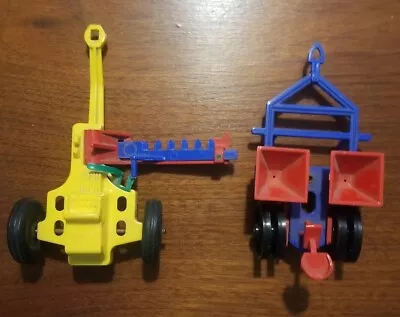 Vintage Ideal Plastic Farm Hay Mower Red & Blue - Original Rare Farmer Gift Toy • $16.99