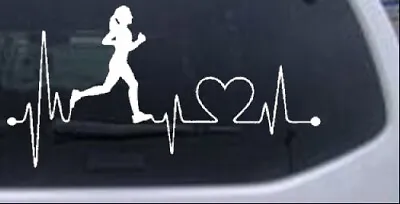 Run Girl Heartbeat Marathon Running Car Truck Window Decal Sticker 12X6.4 • $21.78