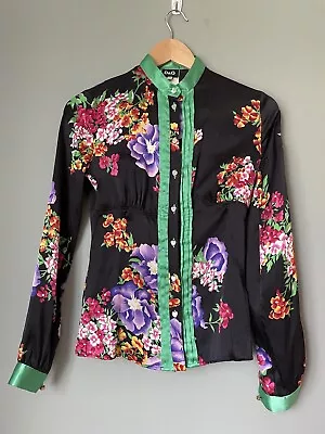 Vintage 90s Dolce Gabbana Womens Silk Flower Print Blouse Shirt Size 22/36 • $80