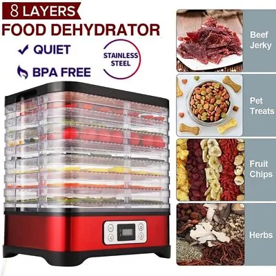Food Dehydrator Machine 8 Trays 400W Fruit Meat Jerky Dryer Stainless Steel Home • $63.99