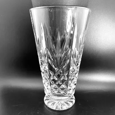 Waterford Crystal Footed Vase 8  Fans And Cross Square Cuts Ireland Heavy Marked • $119.99