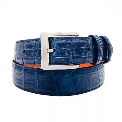 AAA ULTRA Blue American Alligator Leather Belt (Made In U.S.A) • $220