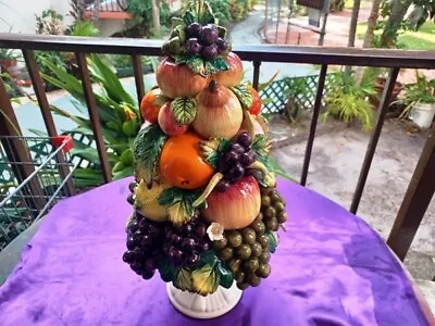 Vintage Majolica Capodimonte  Fruit Tree Centerpiece Sculpture NO RESERVE • $99.99