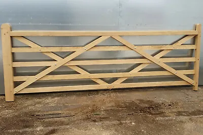Hardwood Dried Oak 5 Bar Entrance Driveway Gate Made To Your Widths Up To 3.66m • £665