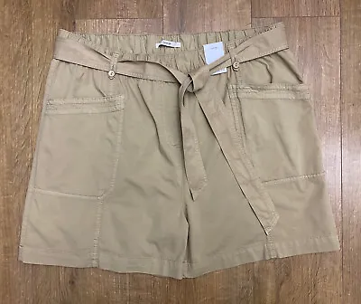 New Ladies Brown / Stone Safari Style Casual Cotton Summer Shorts Size UK 20 • £9.99
