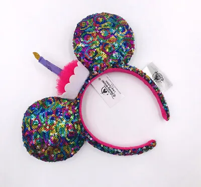 2020 Multicolor Candle Minnie Ears Disneyland Sequins Disney Parks Headband • $10.99