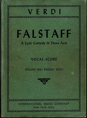 VERDI  FALSTAFF: VOCAL SCORE  SONGBOOK 1949 Imc • $8