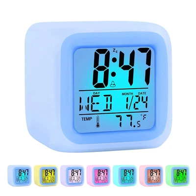 $15.47 • Buy Kids Wake Up Alarm Clock LED Night Light Digital Display Time Color Changing
