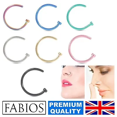 Nose Ring Non Surgical Steel Fake Nose Rings Hoop Lip Nose Small Thin Piercing • £0.99