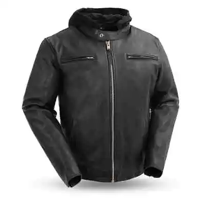 Men's Leather Jacket With Hoodie ( STREET CRUISER ) FIM248CCBZ Size Large • $269.99