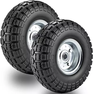 2 Pack10-Inch Solid Rubber Tire Wheels 4.10/3.50-4 Tires &Wheels Flat Free Tire  • $37.97