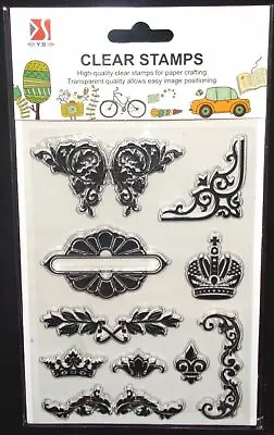 Clear Stamps Corners Crown Flowery Leafy Designs Patterns All New Free Shipping • $6.99