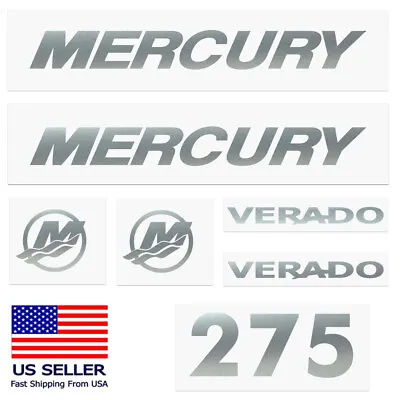 Mercury Verado 275HP Outboard Marine Vinyl Decal Kit - Metallic Silver • $85.99