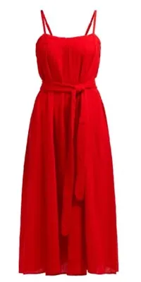 $370 Mara Hoffman Philomena Red Cotton Midi Dress With Separate Belt - Sz Small • $55