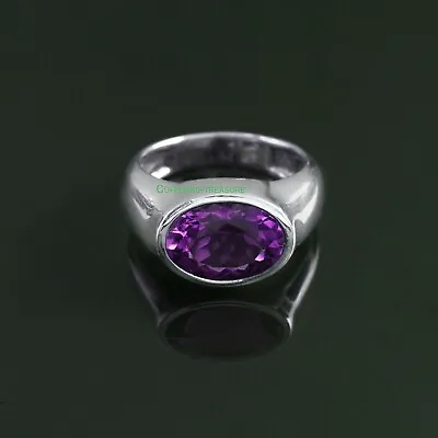 Natural Amethyst Gemstone 925 Sterling Silver Ring For Men's #C444 • $73.15