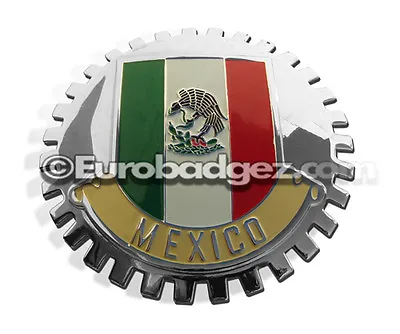 1-NEW Chrome Front Grill Badge Mexican Flag Spanish Bandera MEXICO MEDALLION GWR • $19.99