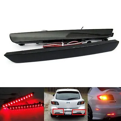 Smoke Lens LED Rear Bumper Reflector Brake Lights For 04-09 Mazda 3 Axela Mazda3 • $21.99