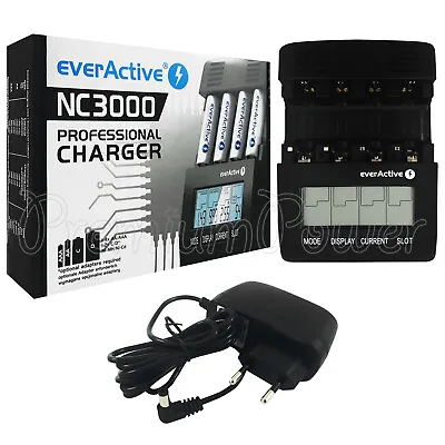 EverActive NC3000 Professional Battery Charger PRO LCD Smart Charge Ni-MH Ni-Cd • £69.73