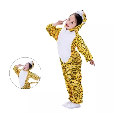  Tiger Outfit Carnival Animal Costume Kids Dancewear Child Clothing • £15.88