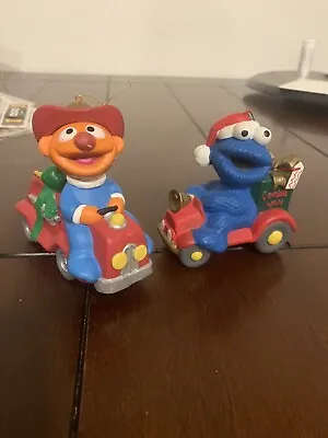 Vintage SESAME STREET Muppets Cookie Monster & Ernie Christmas Ornament Lot Of 2 • $4.99