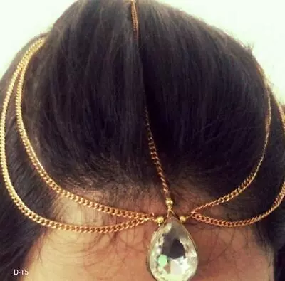 Indian Gold Tone Matha Patti Hair Harness Head Jewelry Wedding Fashion Jewelry • $18.13