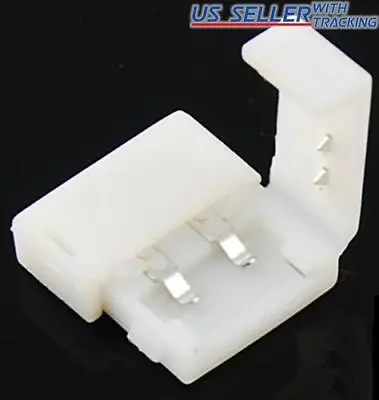 100x 10mm 2-pin Solderless Clip-on Coupler Connector For 5050 LED Strip Lighting • $10.39