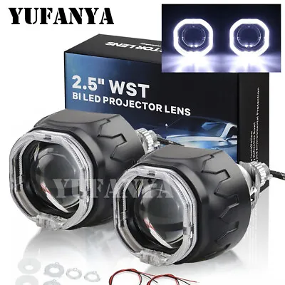 2.5'' Bi LED Projector Lens Square Black Headlight Retrofit LHD&RHD Universal • $106.89