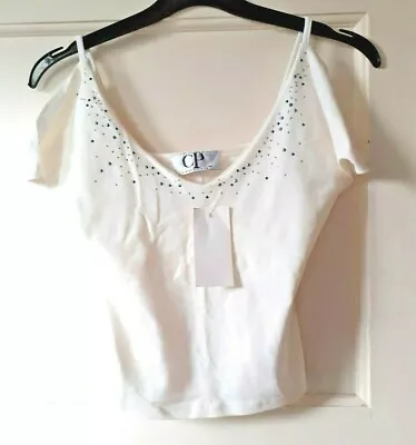 New Y2K 2000s 90s White Fairycore Whimsigoth Rhinestone Crop Top Camisole 4-8 • £10