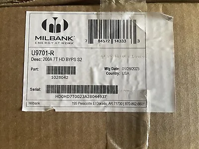 Milbank U9701-r 200 Amp 3 Phase Oh/ug Lever Bypass Meter • $549.99