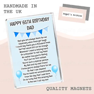 £3.49 • Buy Happy 65th Birthday Dad ✳ Poem ✳ Keepsake Verse ✳ Large Fridge Magnet ✳ Gift