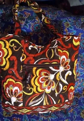 Retired Vera Bradley Vintage Puccini Brown Red Flower Handbag Purse Tote Nice  • $6