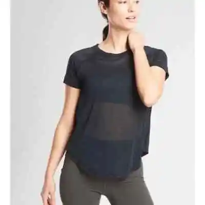 Athleta Black Semi-Sheer Vapor Tee Size Large • $25