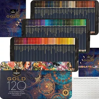 Castle Art Gold Standard 120 Colouring Artists Pencils Set Oil-Based In Tin Box • £82.99