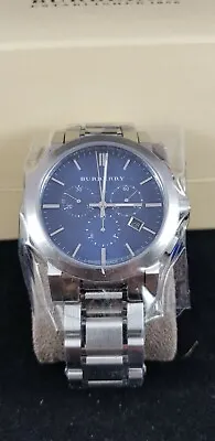 $250 • Buy Burberry Chronograph Blue Face Dial Silver Tone Men's Wrist Watch BU9363