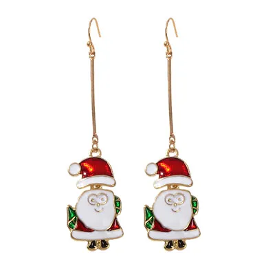 $1.99 • Buy Christmas Jewellery White Enamel Santa Claus Drop Dangle Earrings Festival Gift