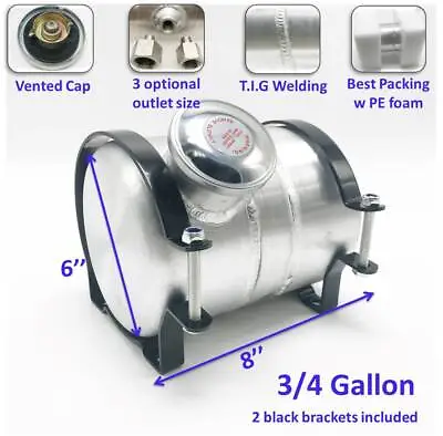 3/4 Gallon 6'' X 8  1/4 NPT Outlet End Fill Spun Aluminum Gas Tank / Fuel Tank  • $86.49