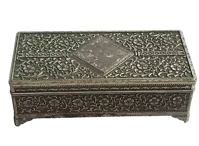 Vintage Ornate Silver Metal Jewellery Box • $90