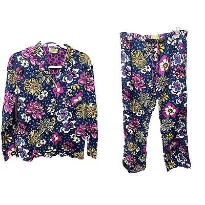 Vera Bradley Womens Multicolor African Floral Pajama Set Small Top & Bottom • $17.29