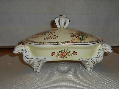 Vintage Moriyama Dragon 3 Footed Divided Dish With Lid Hand Painted Japan 1920 S • $39.95