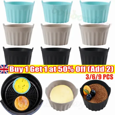 3/9x Air Fryer Egg Poacher Moulds Silicone Liners Pot Ramekins For All-Air-Fryer • £8.89