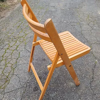 1 Slat Wood Folding Chair Mid Century Modern Romania • $69