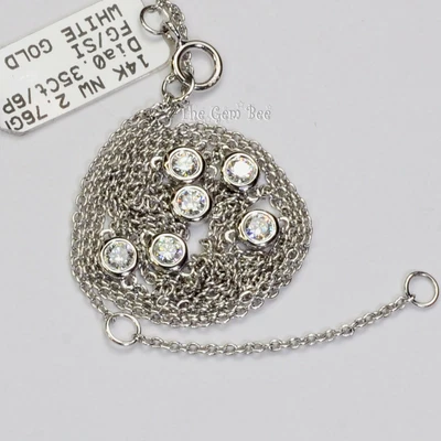$550 • Buy 14K Solid White Gold Diamond By The Yard Bezel 16 /17 /18  Layering Necklace