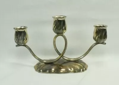 Nagel Silver Plated Candle Holder 3 Arm Style Candlebra  5.5  Tall X 9.25  Wide • $15.90