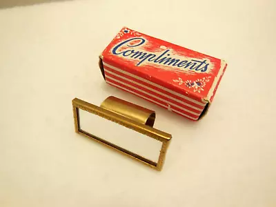 Vintage Nos Original Box & Wrapper  Compliments  Brass Lipstick Tube Mirror • $22.50