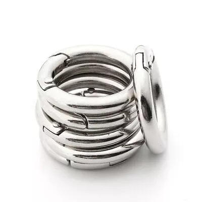 10pcs Mini Silver Circle Round Carabiner Spring Snap Clip Hook Keychain Hiking • $4.94